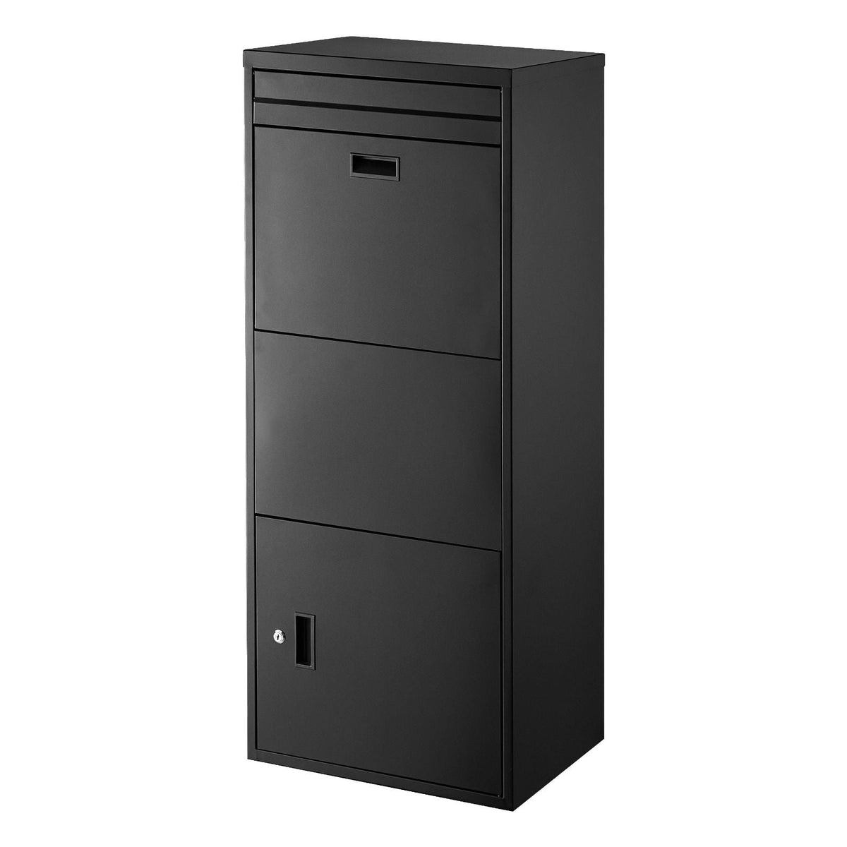 Package Delivery Boxes for Outside, 47.2 in Mailbox for Parcel with Lock, Galvanized Steel Package Drop Box with Anti-Theft Design, Weather-Resistant Package Mailbox for Home and Office, Black