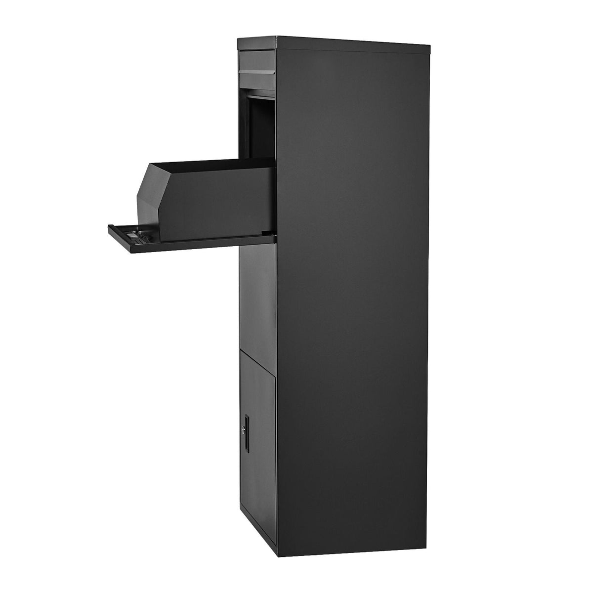 Package Delivery Boxes for Outside, 47.2 in Mailbox for Parcel with Lock, Galvanized Steel Package Drop Box with Anti-Theft Design, Weather-Resistant Package Mailbox for Home and Office, Black