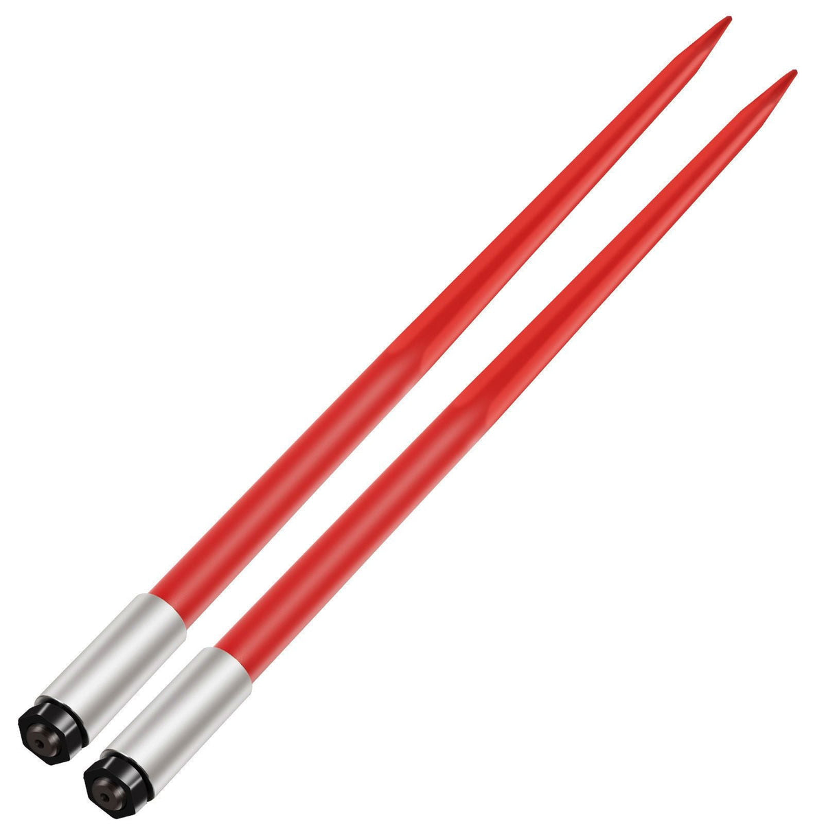 Pair Hay Spear 49" Bale Spear 3000 lbs Capacity, Bale Spike Quick Attach Square Hay Bale Spears 1 3/4", Red Coated Bale Forks, Bale Hay Spike with Hex Nut & Sleeve for Buckets Tractors Loaders