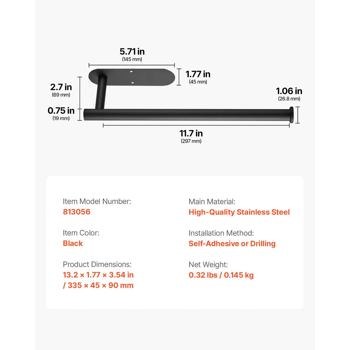 Paper Towel Holder Under Cabinet, High-Quality Stainless Steel Paper Towel Holder, Self Adhesive or Drilling Paper Towel Holder Wall Mount for Kitchen, Bathroom, Pantry