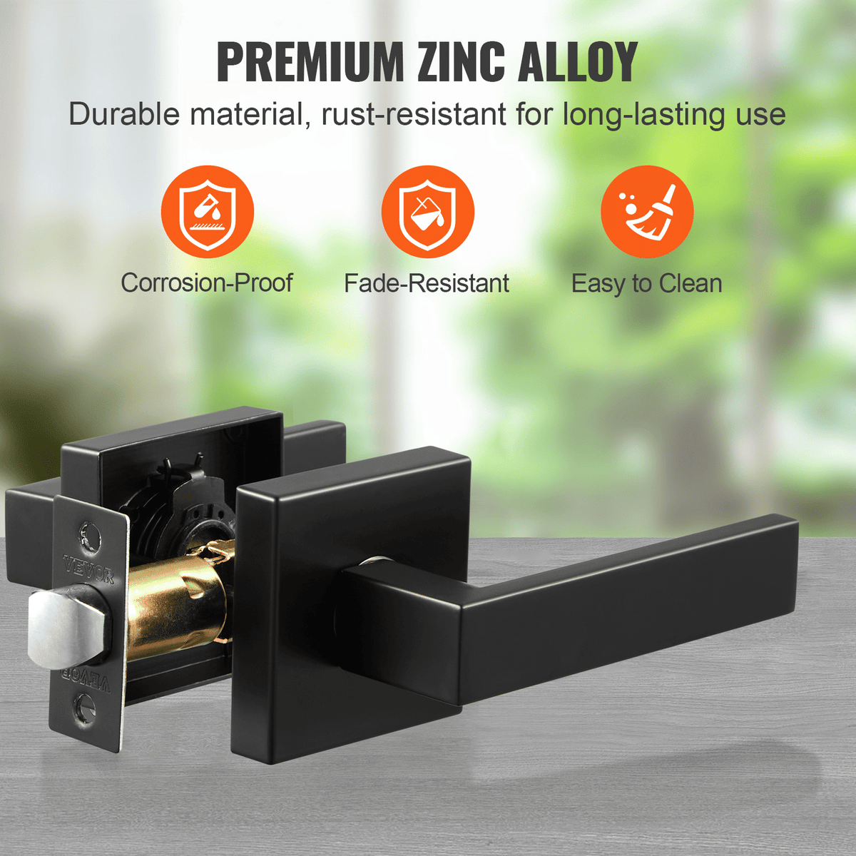 Passage Door Handle, 6 Pack Matte Black Door Lever, Left or Right Handing Reversible Lever Non-Locking, 45° Rotation to Open, Universal Square Interior for Hallways, Closets, Meeting Spaces