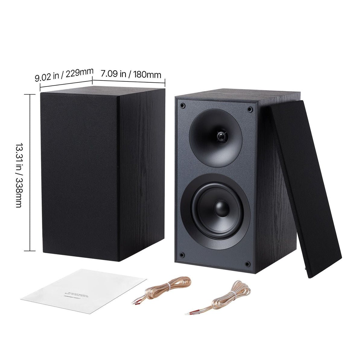 Passive Bookshelf Speaker, 300W, Book Shelf Stereo Speakers with 5.25-Inch Woofer and 1-Inch Tweeter, Detachable Grille, 65Hz-20KHz Frequency Response, Wooden Enclosure (1 Pair)