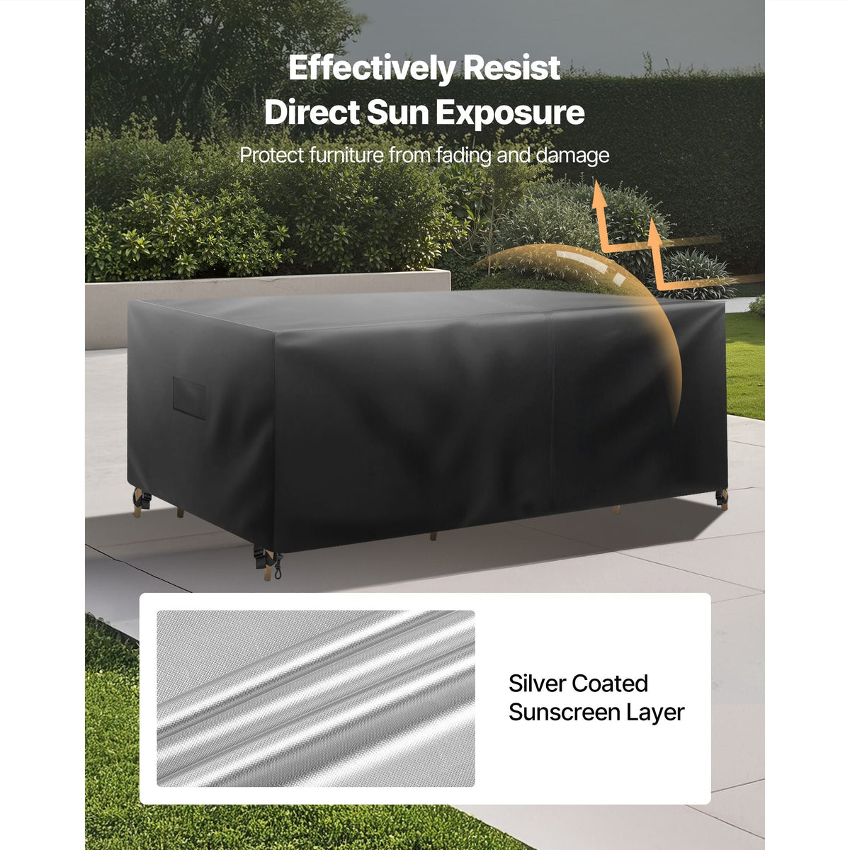 Patio Furniture Cover, 420D Heavy Duty Waterproof Outdoor Dining Table and Chairs Cover, Large Rectangular Patio Table Covers with Air Vent for All Weather, 130L x 84W x 28H inch, Black