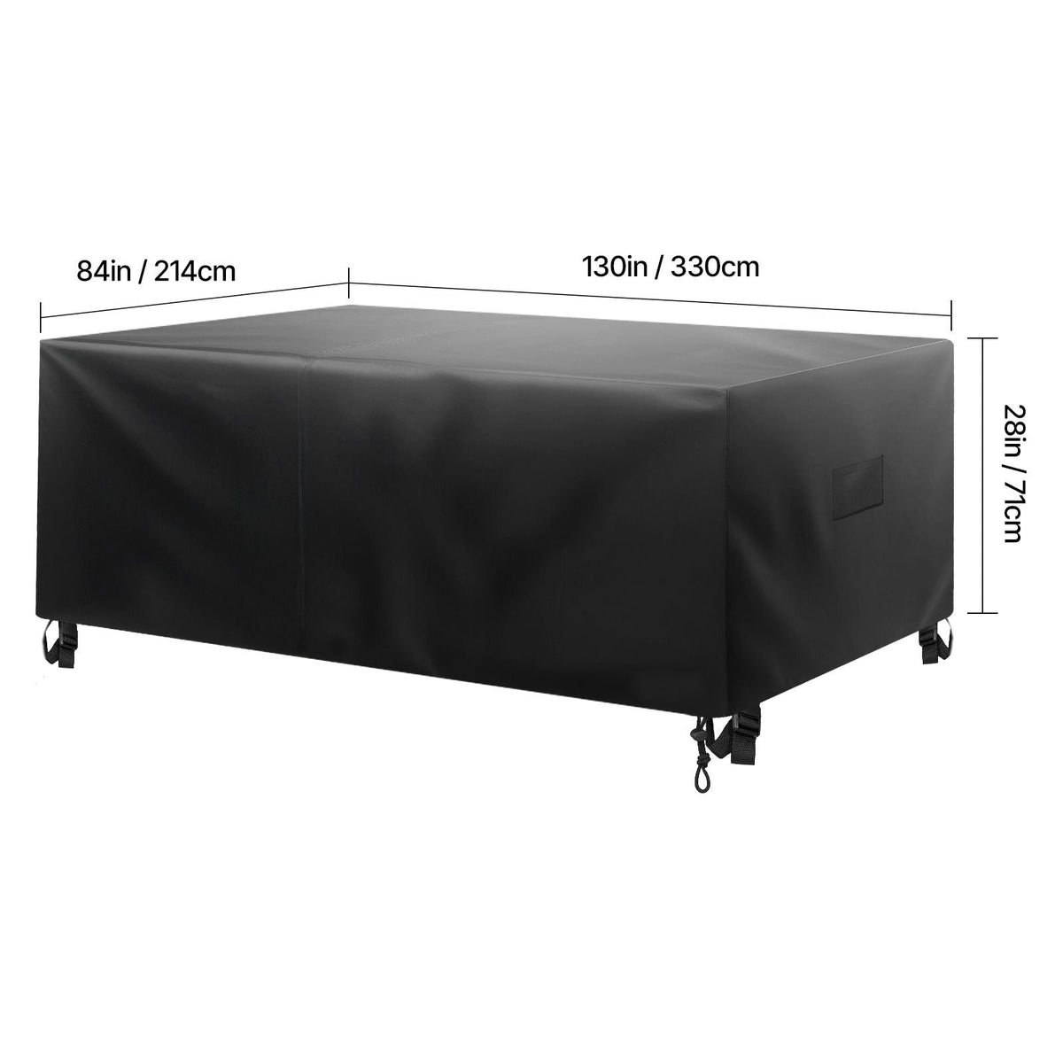 Patio Furniture Cover, 420D Heavy Duty Waterproof Outdoor Dining Table and Chairs Cover, Large Rectangular Patio Table Covers with Air Vent for All Weather, 130L x 84W x 28H inch, Black
