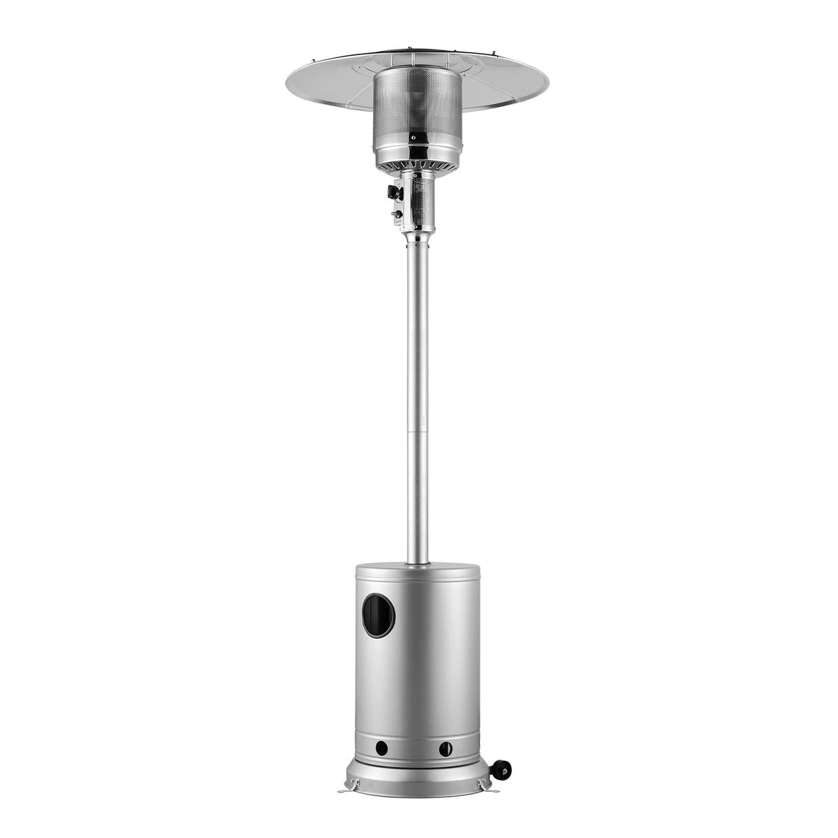 Patio Heater for Outdoor Use, 50000BTU Propane Heater Tall Hammered With Round Table Design, Metal Burner and Wheels, Fixed Outdoor Patio Flame Heater for Patio, Party, Backyard, Garden, Silver