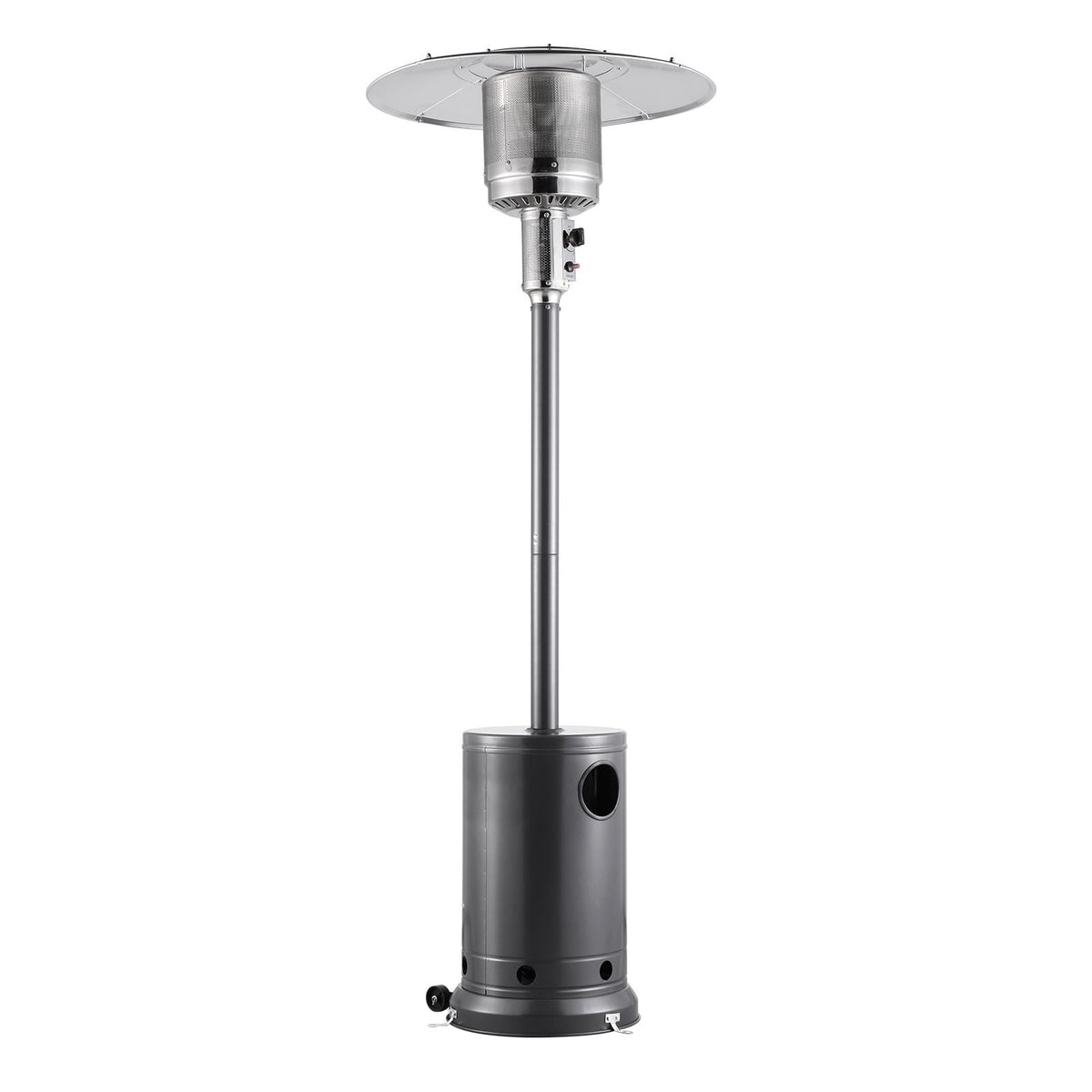 Patio Heater for Outdoor Use, 50000BTU Propane Heater Tall Hammered With Round Table Design, Metal Burner and Wheels, Outdoor Patio Flame Heater for Patio, Party, Backyard, Garden, Silver Gray