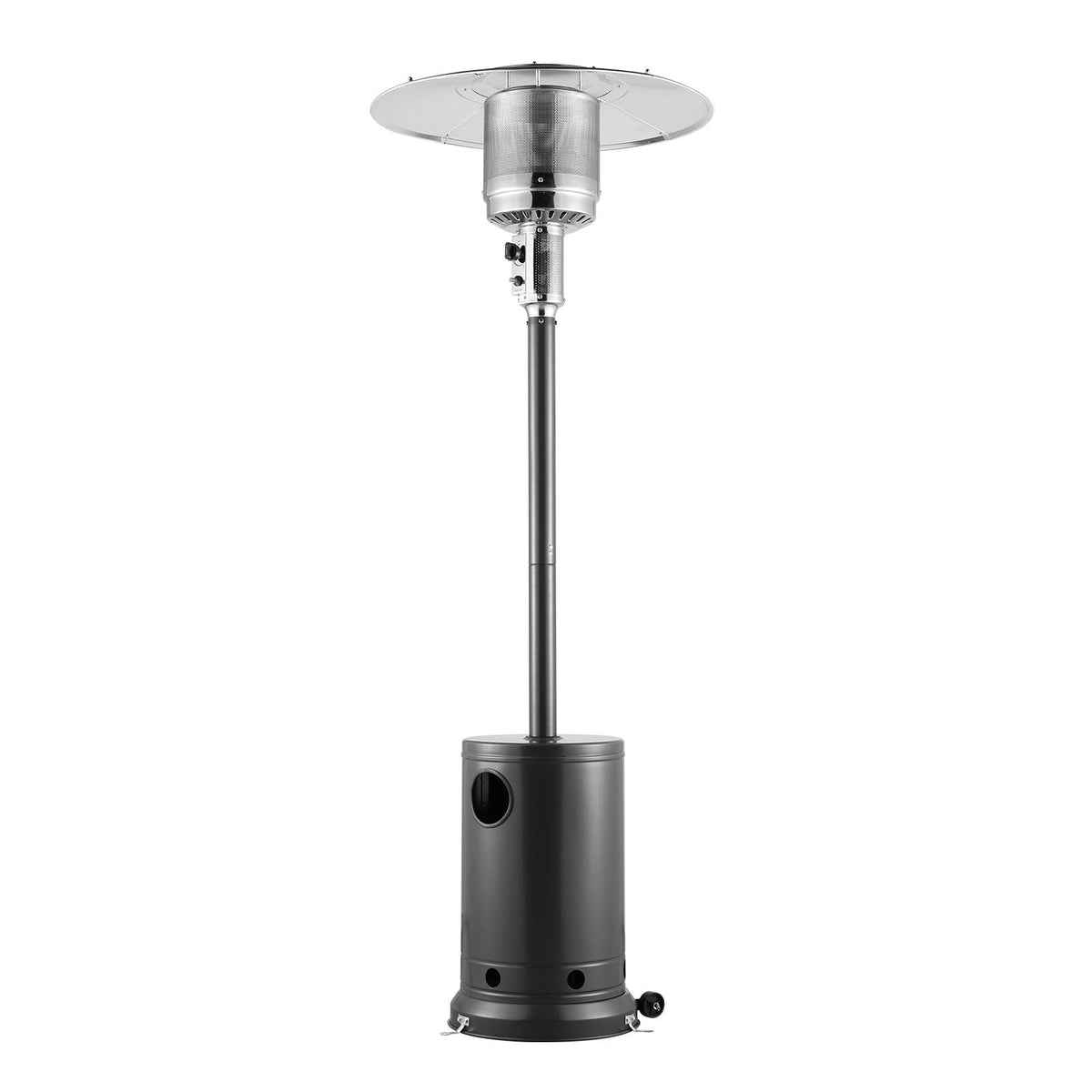 Patio Heater for Outdoor Use, 50000BTU Propane Heater Tall Hammered With Round Table Design, Metal Burner and Wheels, Outdoor Patio Flame Heater for Patio, Party, Backyard, Garden, Silver Gray