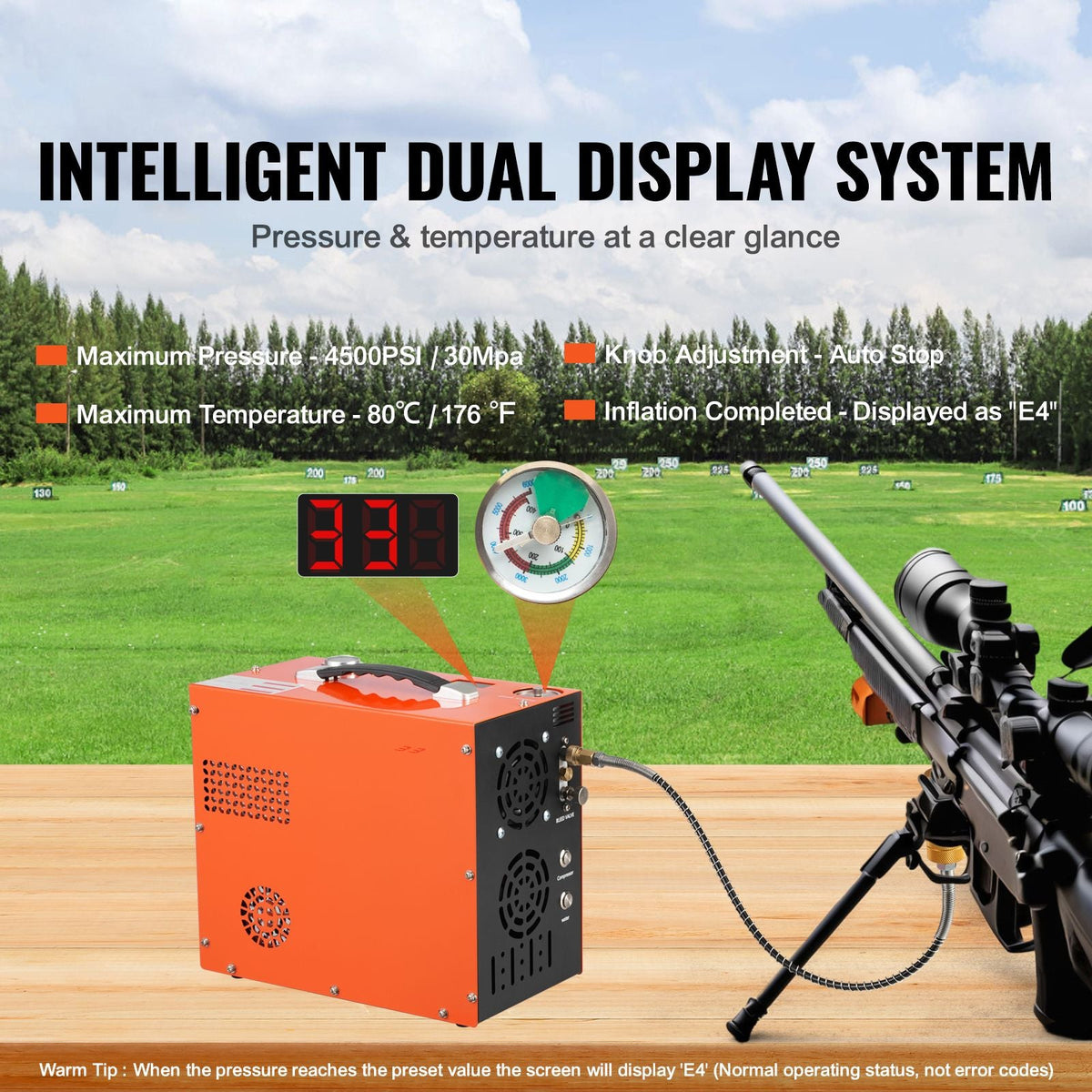 PCP Air Compressor, 4500PSI/30Mpa Portable PCP Airgun Compressor - Built-in Water and Fan Cooling System, Auto-Stop | DC12V/AC120V Paintball Tank Compressor for Air Rifle, Scuba Diving Bottle