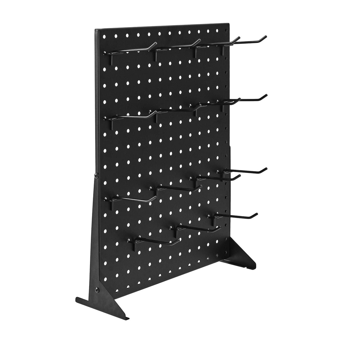 Pegboard Display Stand, 17 x 13 Inch Tabletop Pegboard Display Stand with 15 Hooks, Thickened Cold-Rolled Steel Peg Board Panel for Grocery, Retail Store and Jewelry Shop, Black (1 PCS)