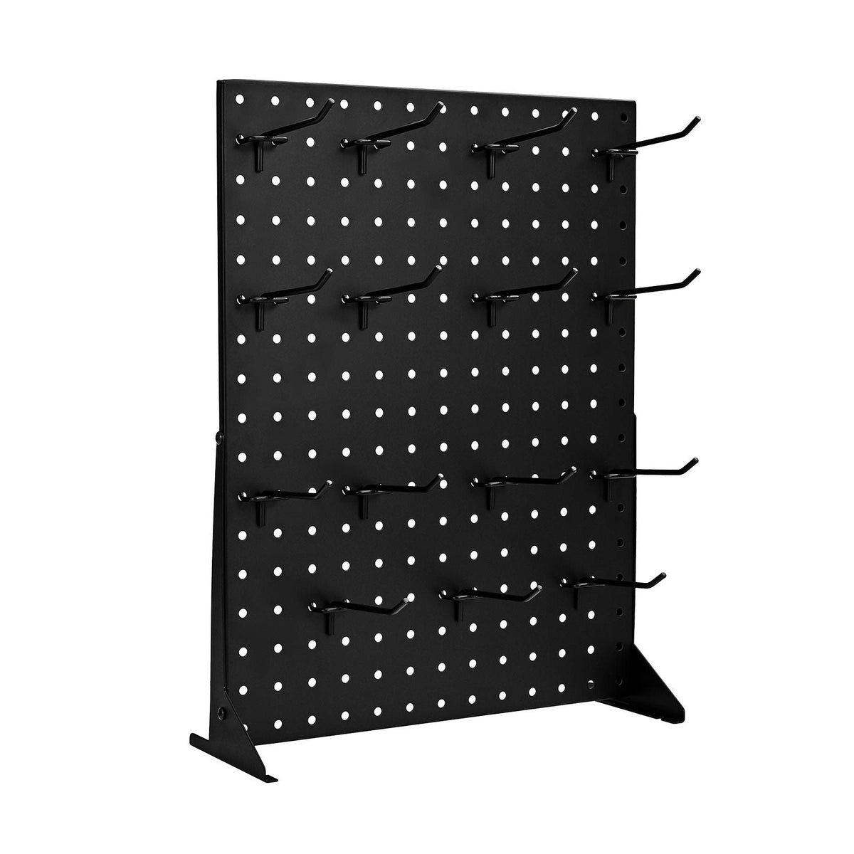 Pegboard Display Stand, 17 x 13 Inch Tabletop Pegboard Display Stand with 30 Hooks, Thickened Cold-Rolled Steel Peg Board Panel for Grocery, Retail Store and Jewelry Shop, Black (2 PCS)
