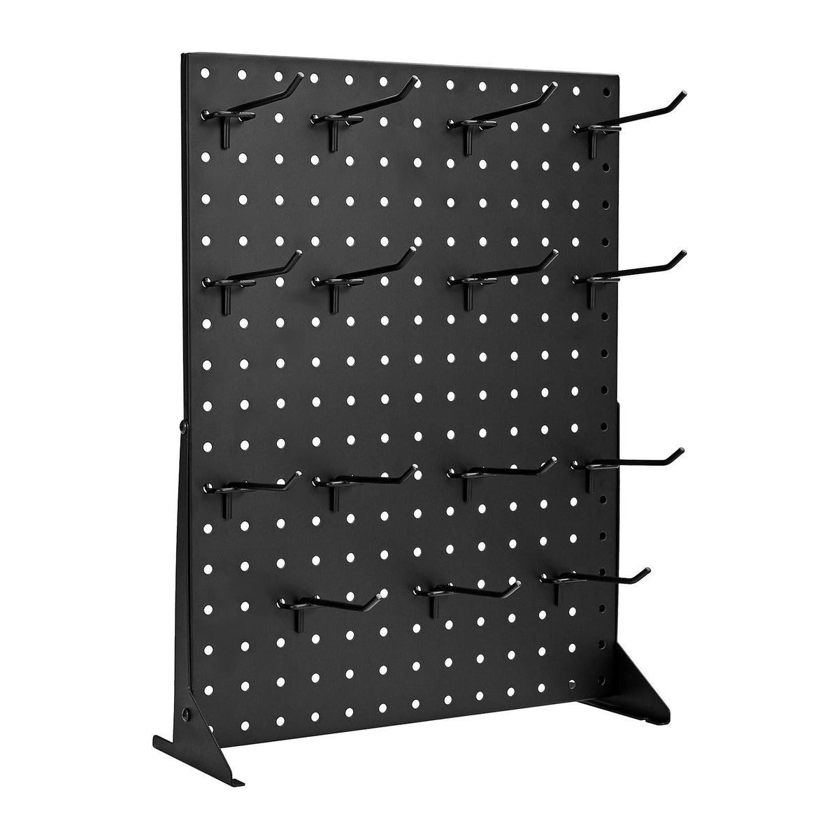 Pegboard Display Stand, 17 x 13 Inch Tabletop Pegboard Display Stand with 30 Hooks, Thickened Cold-Rolled Steel Peg Board Panel for Grocery, Retail Store and Jewelry Shop, Black (2 PCS)