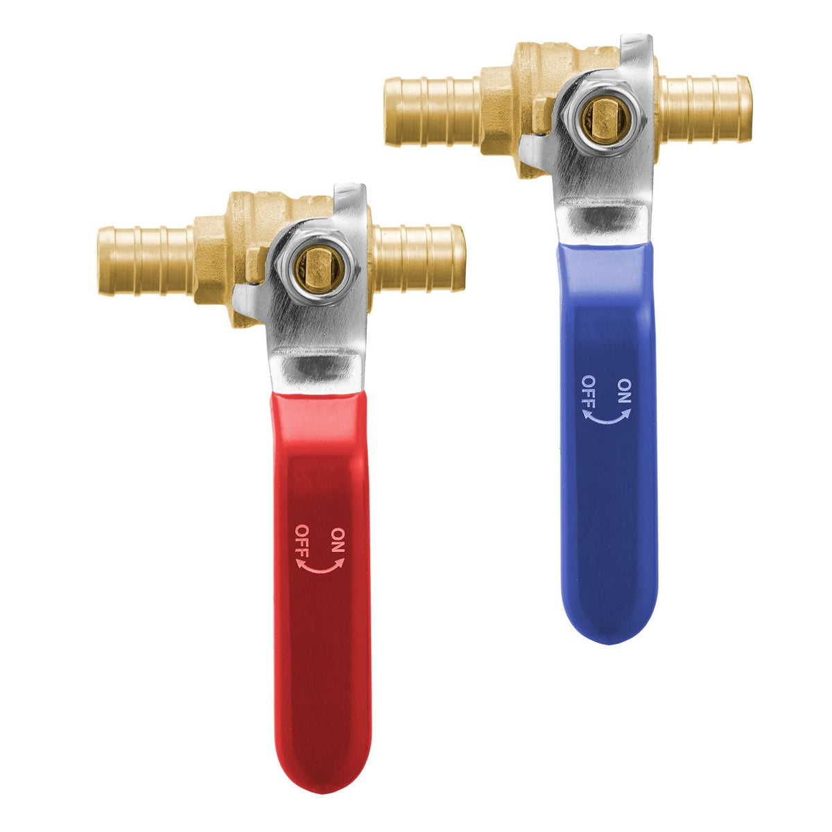 PEX Ball Valve, 10 Pieces, 1/2 in PEX Brass Ball Valve, PEX Full Port Brass Ball Valves, Quarter Turn Hot (Red) Cold (Blue) PEX Full Port Ball Valve, for Kitchen, Hydronic Heating, Bathroom