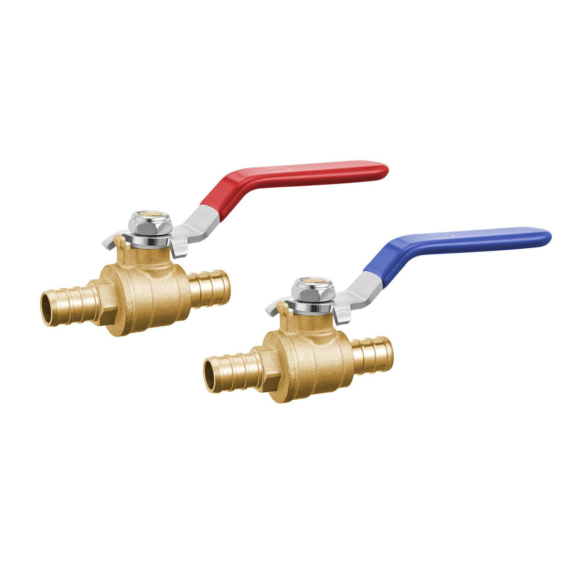 PEX Ball Valve, 10 Pieces, 1/2 in PEX Brass Ball Valve, PEX Full Port Brass Ball Valves, Quarter Turn Hot (Red) Cold (Blue) PEX Full Port Ball Valve, for Kitchen, Hydronic Heating, Bathroom
