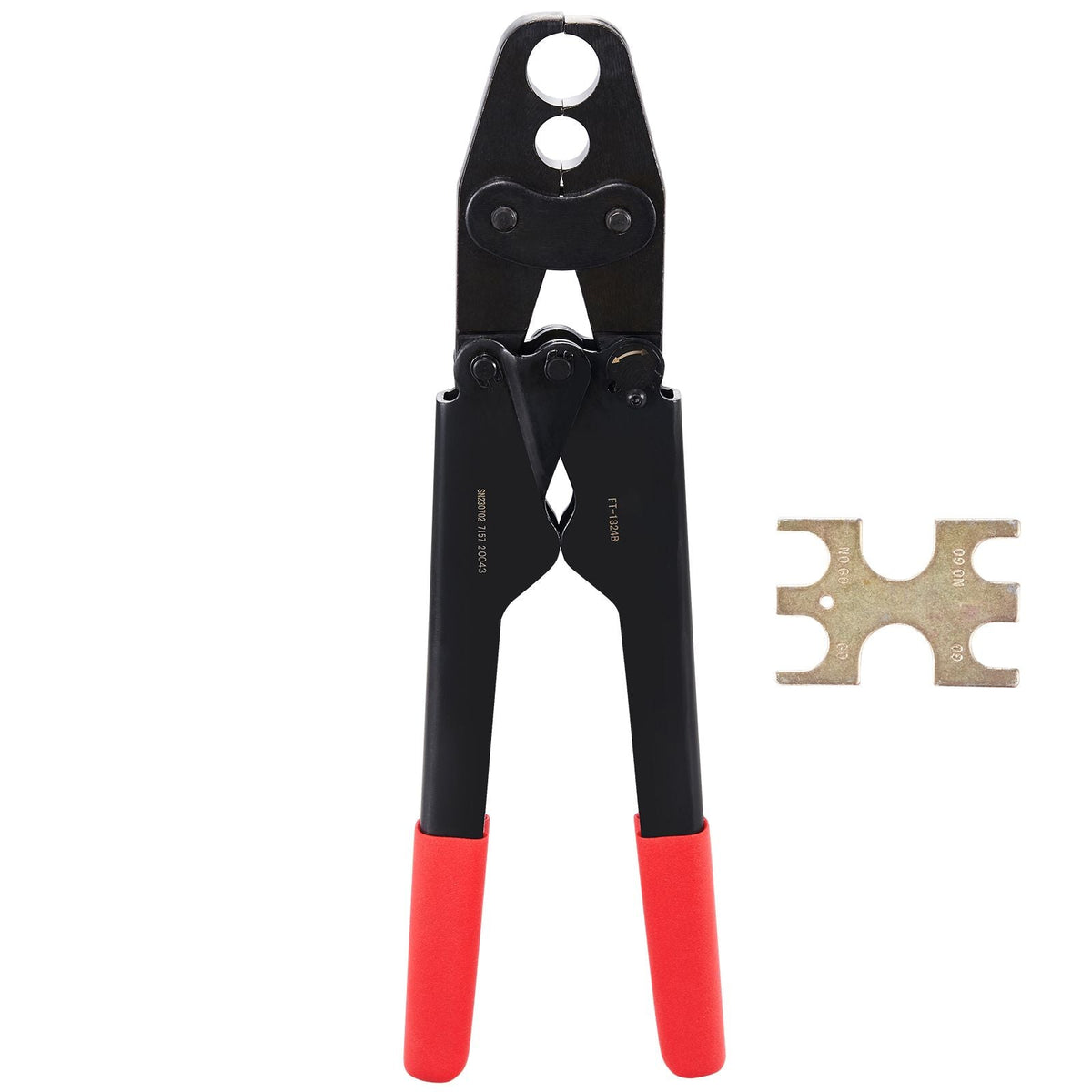 PEX Crimping Tool, Dual Head Combo PEX Crimper Tool for 1/2" and 3/4" PEX Copper Crimp Rings, Compact Plumbing Crimp Tool with Go/No-Go Gauge, Well-Polished Jaw, Meets ASTM F1807 Standards