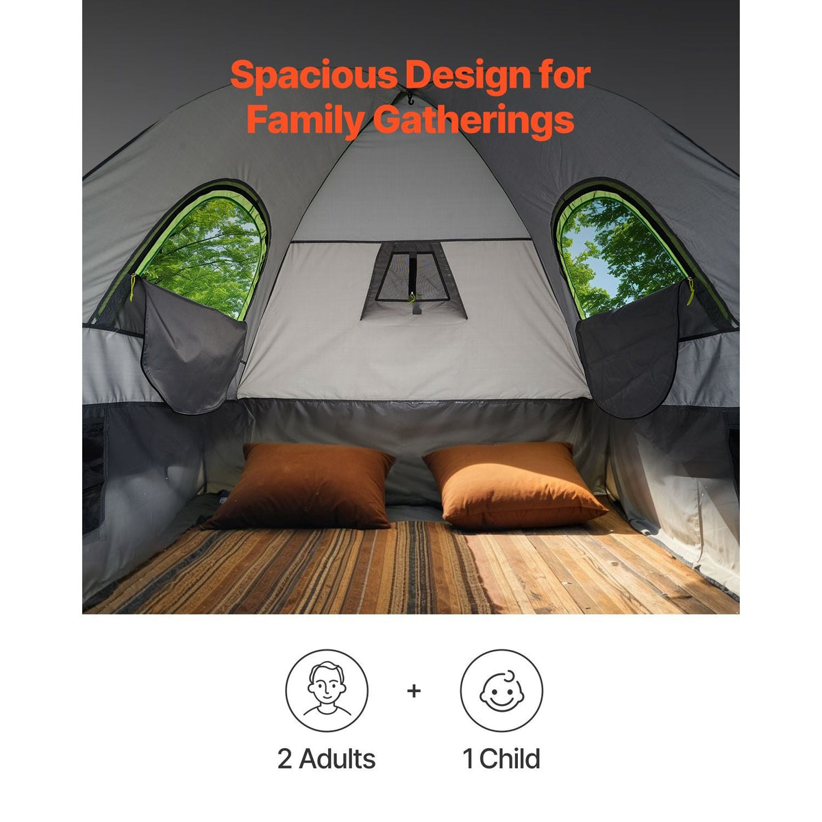 Pickup Truck Tent, Fit 5.0-5.2 ft Truck Tents for Camping, Waterproof PU2000mm 2-3 Person Sleeping Truck Bed Tent with Double Layer Design Windows, Sturdy Truck Bed Camper Shell with Storage Bag