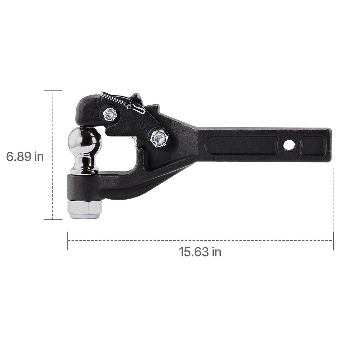 Pintle Hook, 16000 lbs Towing Capacity, Pintle Hook Hitch for 2-inch Hitch Hook Military Receiver, Combination 2-inch Hitch Ball, Fits 2.5 to 3-inch Lunette Ring, Black Powder Coat, for Trailers