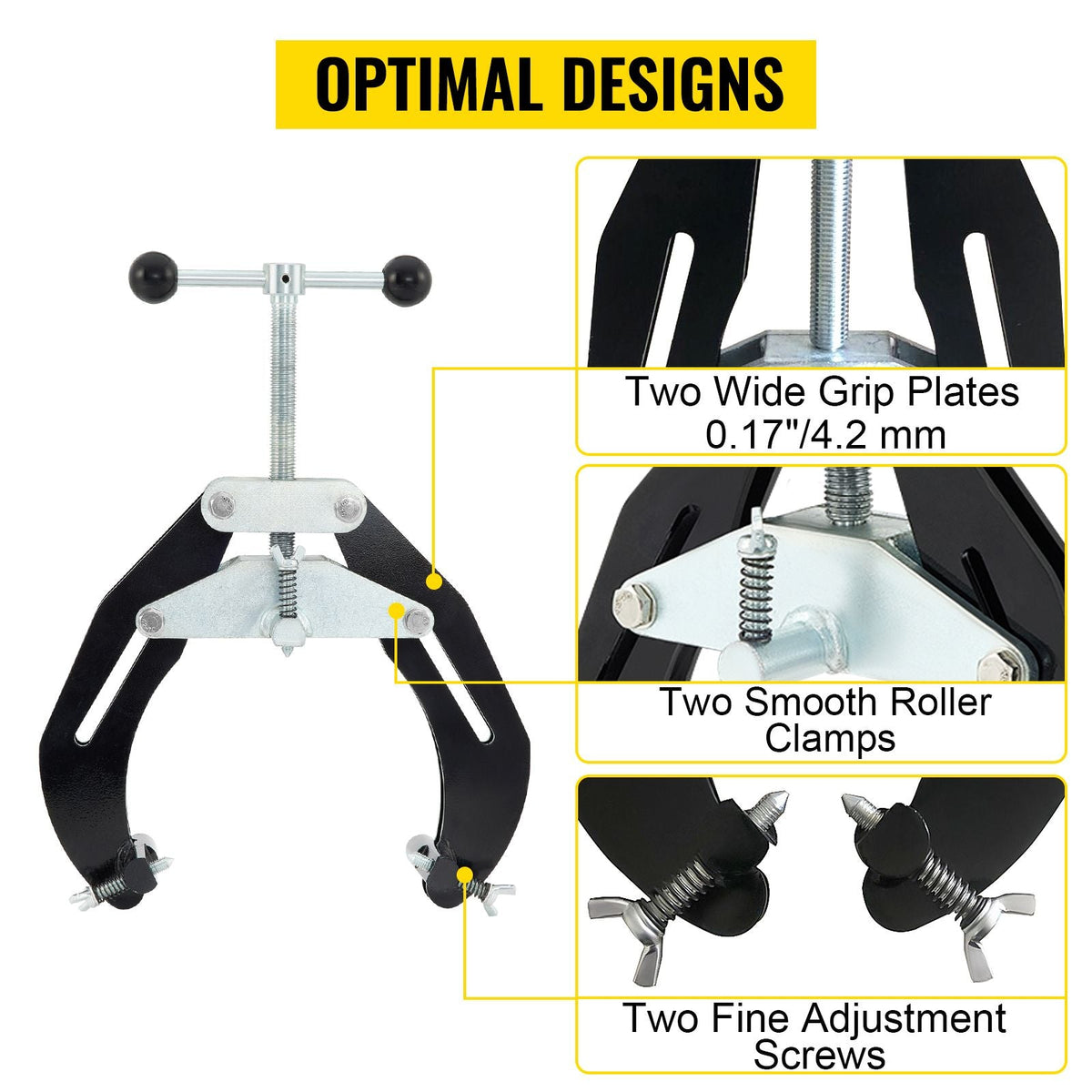Pipe Clamp, 2 to 6 in, High Strength Ultra Clamp with Quick Acting Screws, Steel Pipe Alignment Tool with Lightweight Design, Black