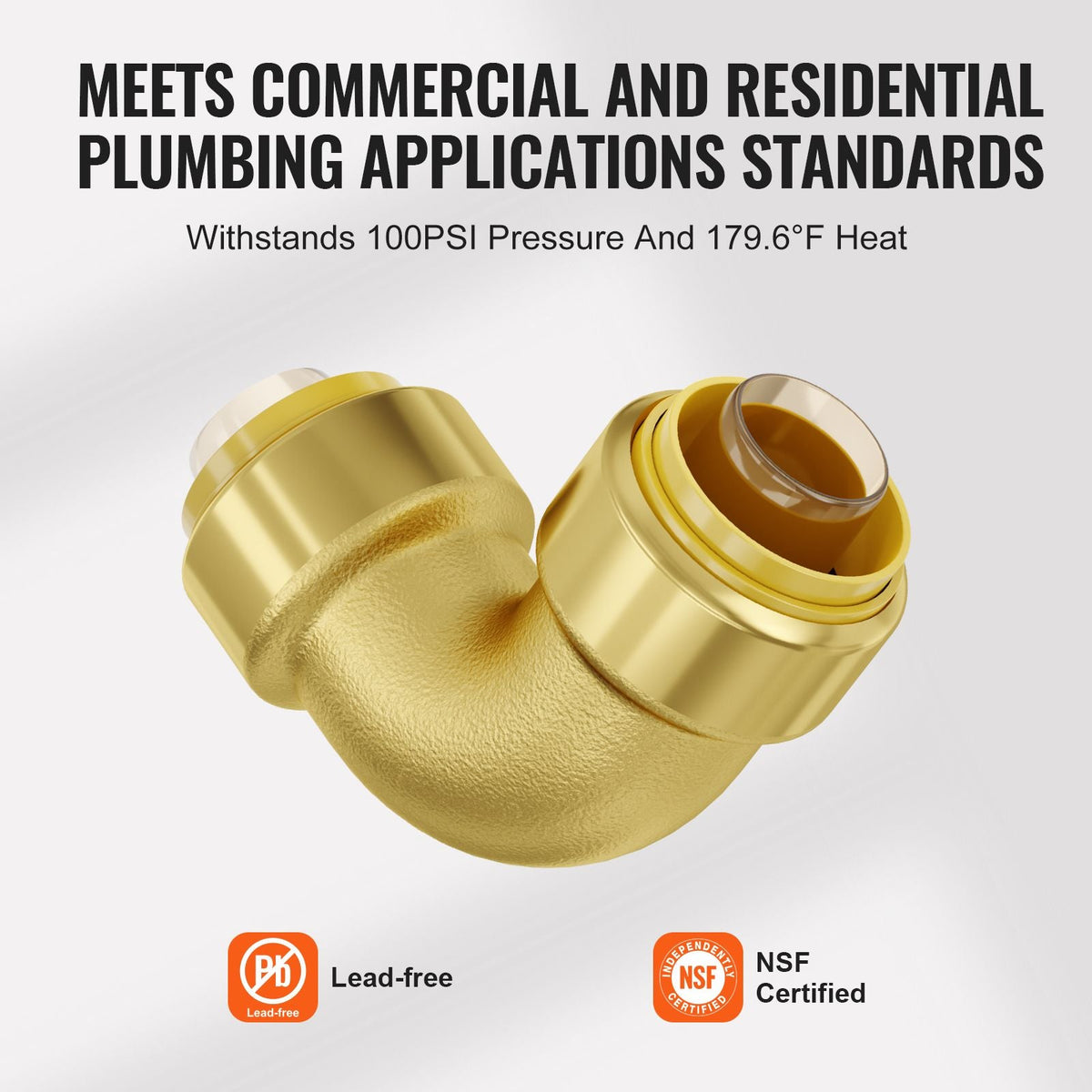 Pipe Fittings, 1/2" 12PCS Brass Pipe Fittings, Elbow Push-Fit Pipe Connector Brass Air Fittings, Heavy Duty Plumbing Fittings Adapter for Heating/Shower Systems, Water Pipes