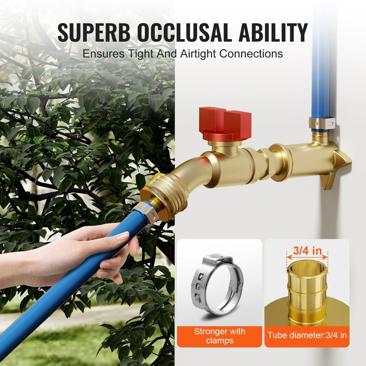 Pipe Fittings, 3/4" 12PCS Brass Pipe Fittings, Clamp-style 3/4 NPT Pipe Connector Brass Air Fittings, Heavy Duty Plumbing Fittings NPT Adapter for Heating/Shower Systems, Water Pipes