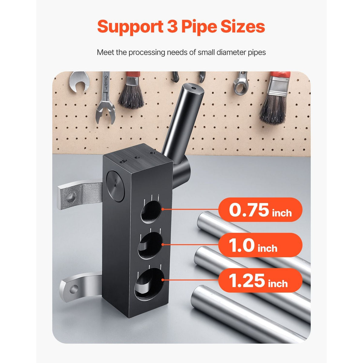 Pipe Notcher, Tubing Pipe Notcher for 0.75/1.0/1.25-inch Pipes, Steel Pipe and Tube Notcher with Long Handle for Auto Repair, Construction, Metalworking, Support Horizontal/Vertical Operation