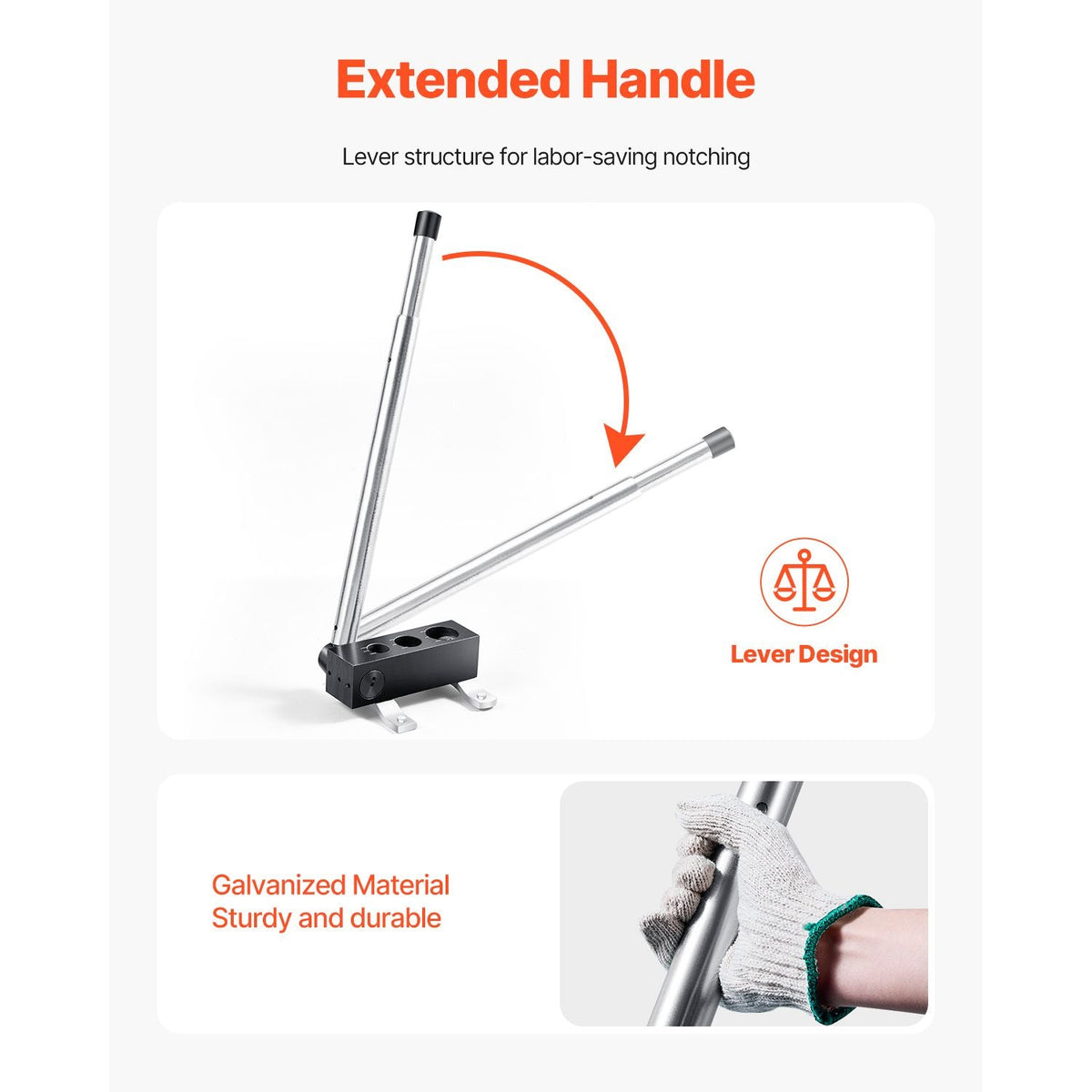 Pipe Notcher, Tubing Pipe Notcher for 0.75/1.0/1.25-inch Pipes, Steel Pipe and Tube Notcher with Long Handle for Auto Repair, Construction, Metalworking, Support Horizontal/Vertical Operation