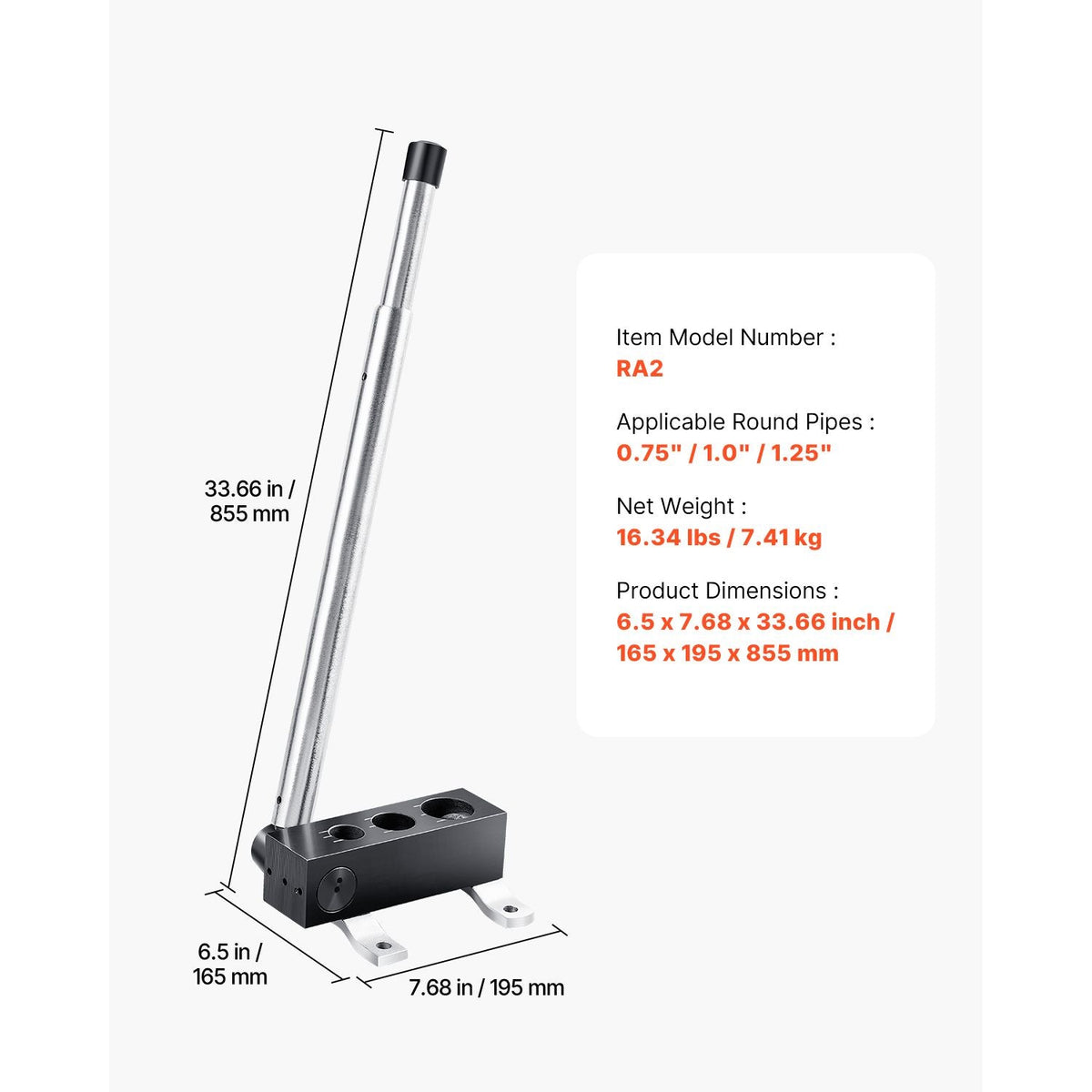 Pipe Notcher, Tubing Pipe Notcher for 0.75/1.0/1.25-inch Pipes, Steel Pipe and Tube Notcher with Long Handle for Auto Repair, Construction, Metalworking, Support Horizontal/Vertical Operation