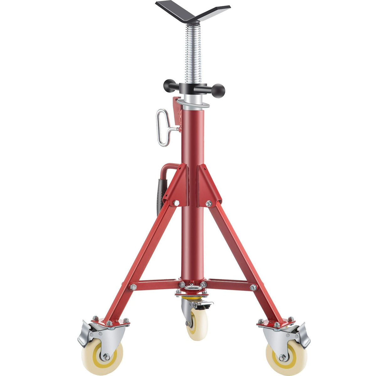 Pipe Stand, V Head Pipe Jack Stand Adjustable Height 28-52 Inch, 2500LBS Pipe Jack Stands with Casters, Folding Portable Pipe Stands for 1/8 to 12 Inch Pipe Supporting