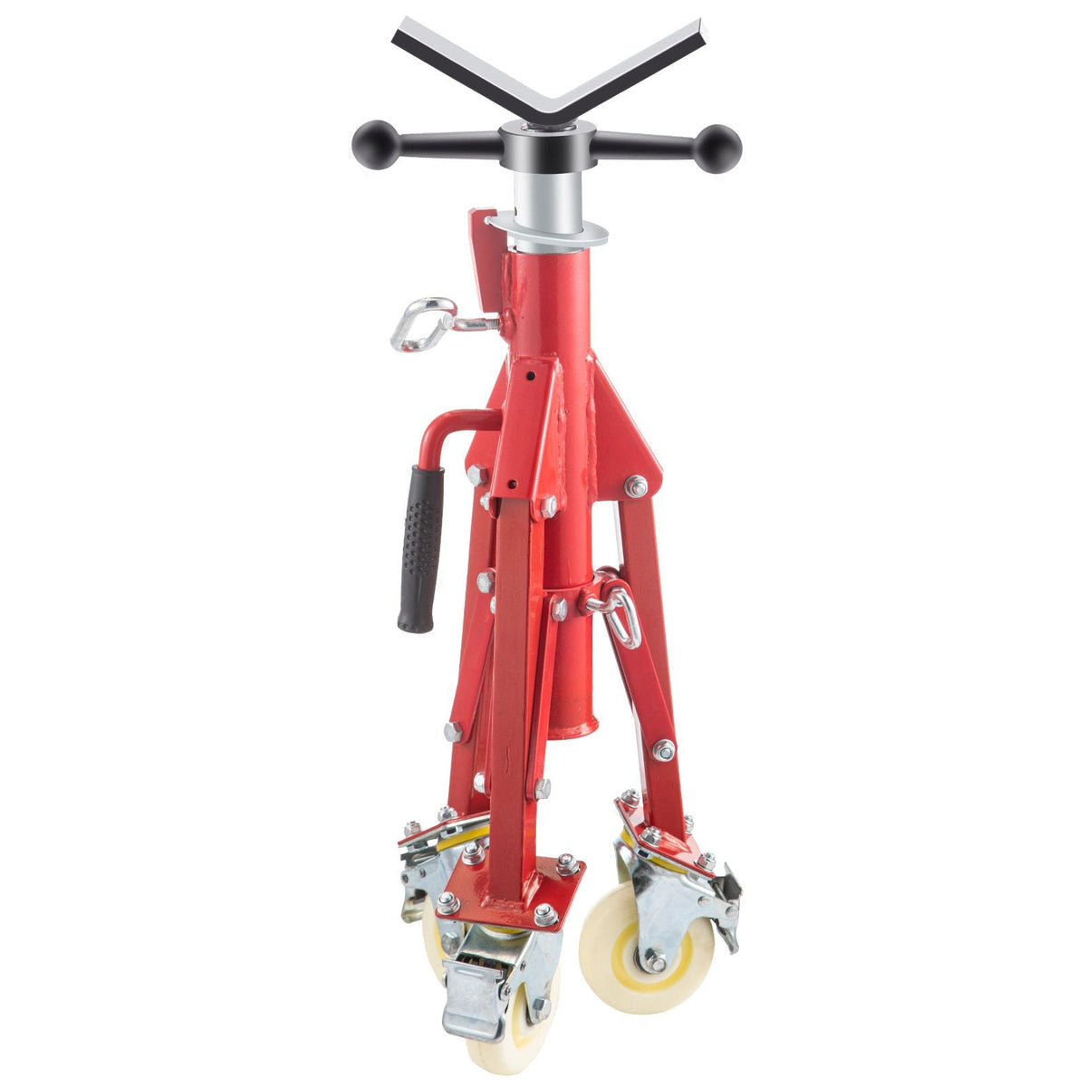 Pipe Stand, V Head Pipe Jack Stand Adjustable Height 28-52 Inch, 2500LBS Pipe Jack Stands with Casters, Folding Portable Pipe Stands for 1/8 to 12 Inch Pipe Supporting
