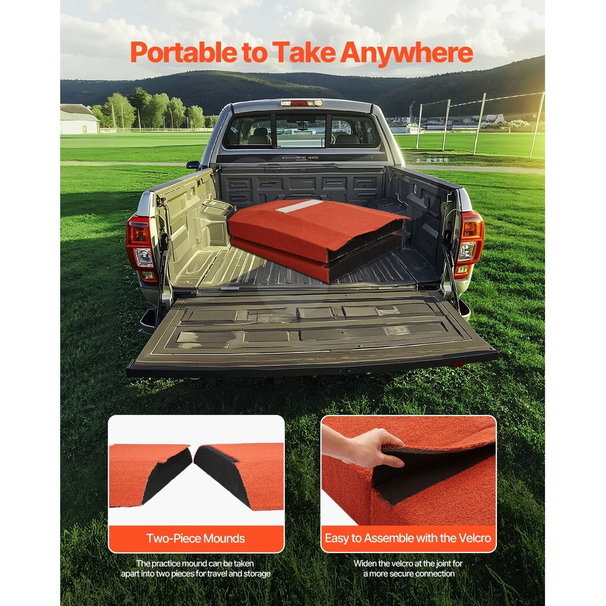 Pitching Mound, Portable Baseball Game Mound, 127 in Indoor Outdoor Pitching Practice and Training Equipment, Softball Pitching Aids with Antifade Turf and Pitching Rubber