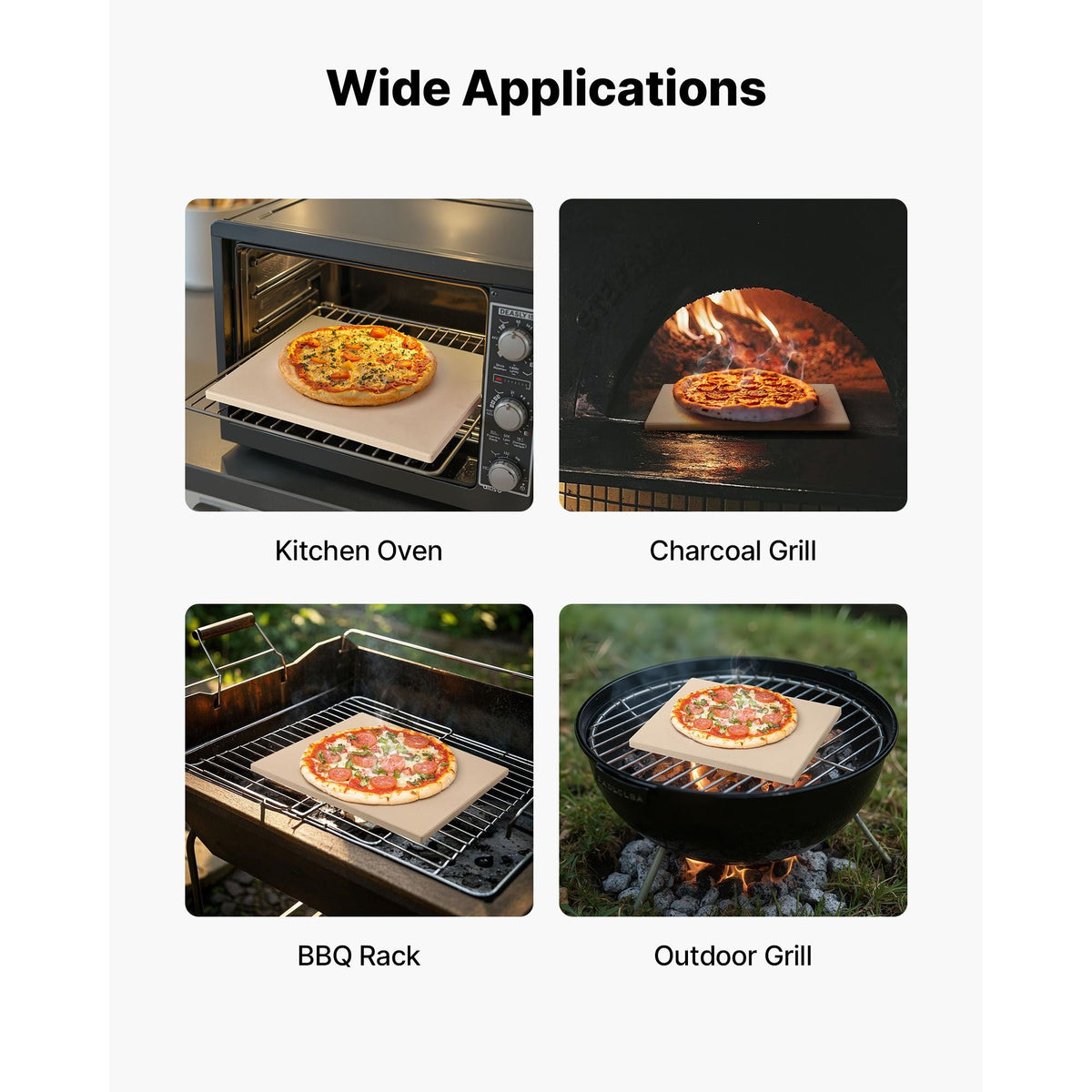 Pizza Stone, 15 x 12 in Rectangular Cordierite Pizza Stone, Extra Large Baking-Stone with Scraper, 0.6 in Thick Heat-Resistant Cordierite, for Kitchen Oven, Baking Bread & Pizzas, BBQ Grilling