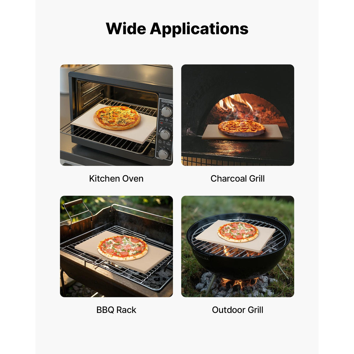 Pizza Stone, 20 x 14 x 0.6 in Rectangular Cordierite Pizza Stone, 1450Fahrenheit Heat-Resistant Cook Stone, Extra Large Baking-Stone with Metal Peel, Scraper, for Kitchen Bake Oven, BBQ Grill