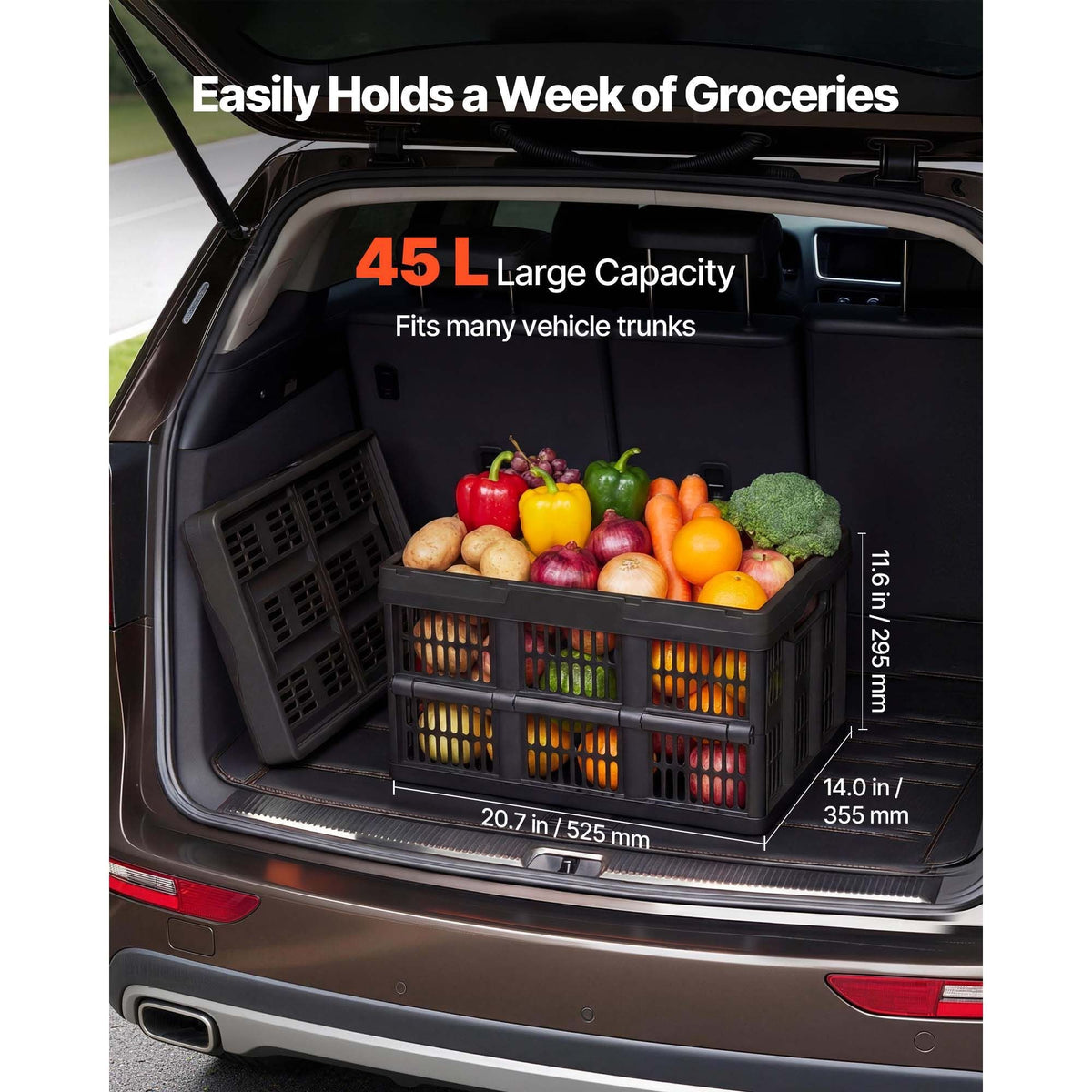 Plastic Collapsible Storage Bins, 45L 3 Packs, Stackable Folding Storage Crates with Handles, Holds 33 lbs Per Bin, Foldable Heavy Duty Containers, Space-Saving Baskets, for Home Organizing