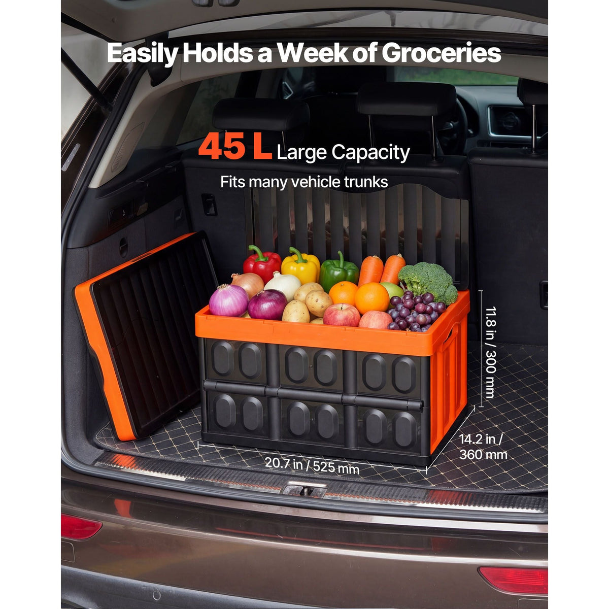 Plastic Collapsible Storage Bins with Lids, 45L 3Packs, Stackable Folding Storage Crates with Handles, Holds 44 lbs Per Bin, Heavy Duty Containers, Space-Saving Baskets, for Home Organizing