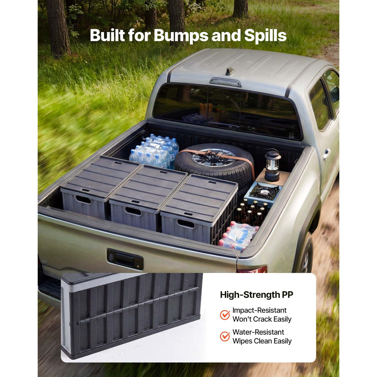 Plastic Collapsible Storage Bins with Lids, 65L 3 Packs, Stackable Folding Storage Crates with Handles, Holds 84 lbs Per Bin, Heavy Duty Containers, Space-Saving Baskets, for Home Organizing