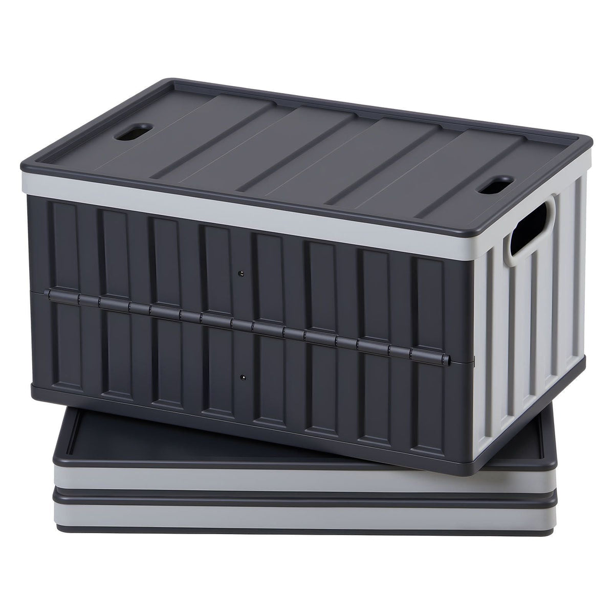Plastic Collapsible Storage Bins with Lids, 65L 3 Packs, Stackable Folding Storage Crates with Handles, Holds 84 lbs Per Bin, Heavy Duty Containers, Space-Saving Baskets, for Home Organizing