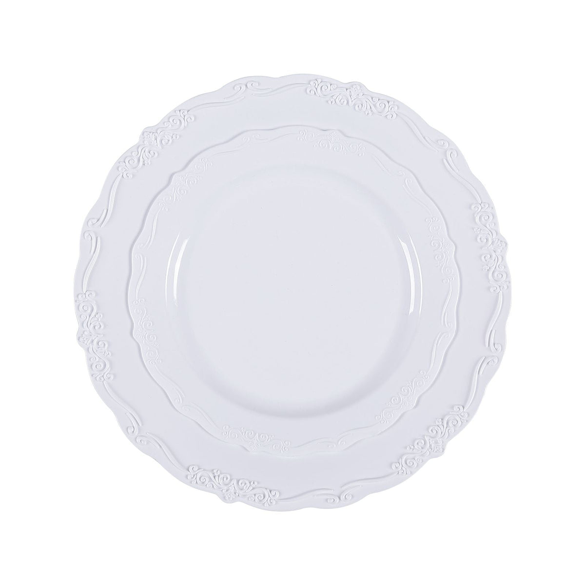 Plastic Disposable Plates, 100 Pcs White Plastic Plates, Heavy Duty Plastic Plates with 50 Pcs 9.8 Inch Plastic Dinner Plates and 50 Pcs 7.5 Inch Plastic Dessert Plates, for Wedding and Party