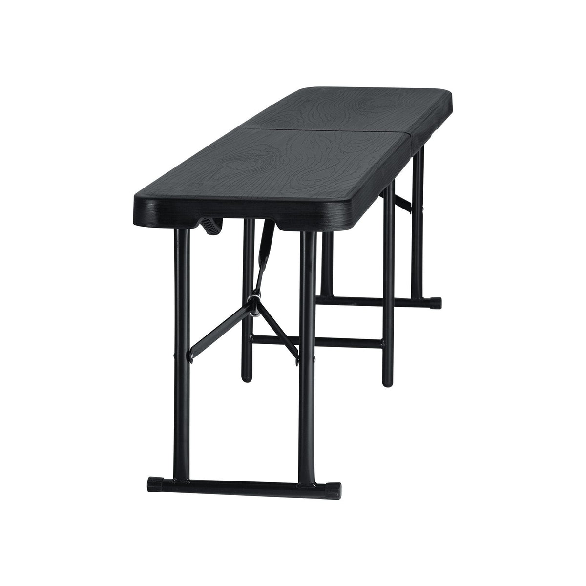 Plastic Folding Bench, 6 ft Portable Bench for Indoor/Outdoor Picnic Party Patio Camping Dining, Foldable Smooth HDPE Seat for Garden Soccer Multipurpose Entertaining Activities, 1 Pack, Black