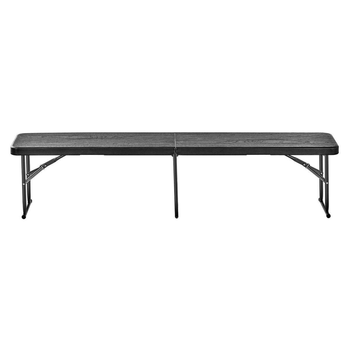 Plastic Folding Bench, 6 ft Portable Bench for Indoor/Outdoor Picnic Party Patio Camping Dining, Foldable Smooth HDPE Seat for Garden Soccer Multipurpose Entertaining Activities, 1 Pack, Black