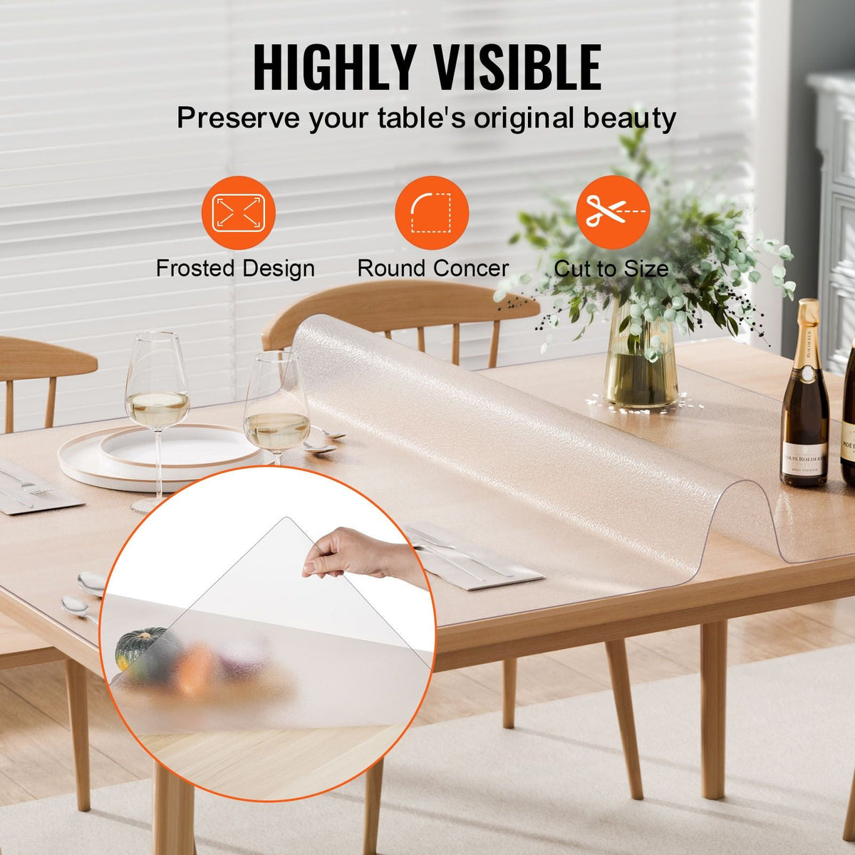 Plastic Table Cover, 36 x 60 Inch 1.5 mm Thick Frosted Table Protector, Rectangle PVC Desk Mat, Waterproof & Easy Cleaning Desk Pad Tablecloth, for Office Dresser Dining Room Table Night Stand