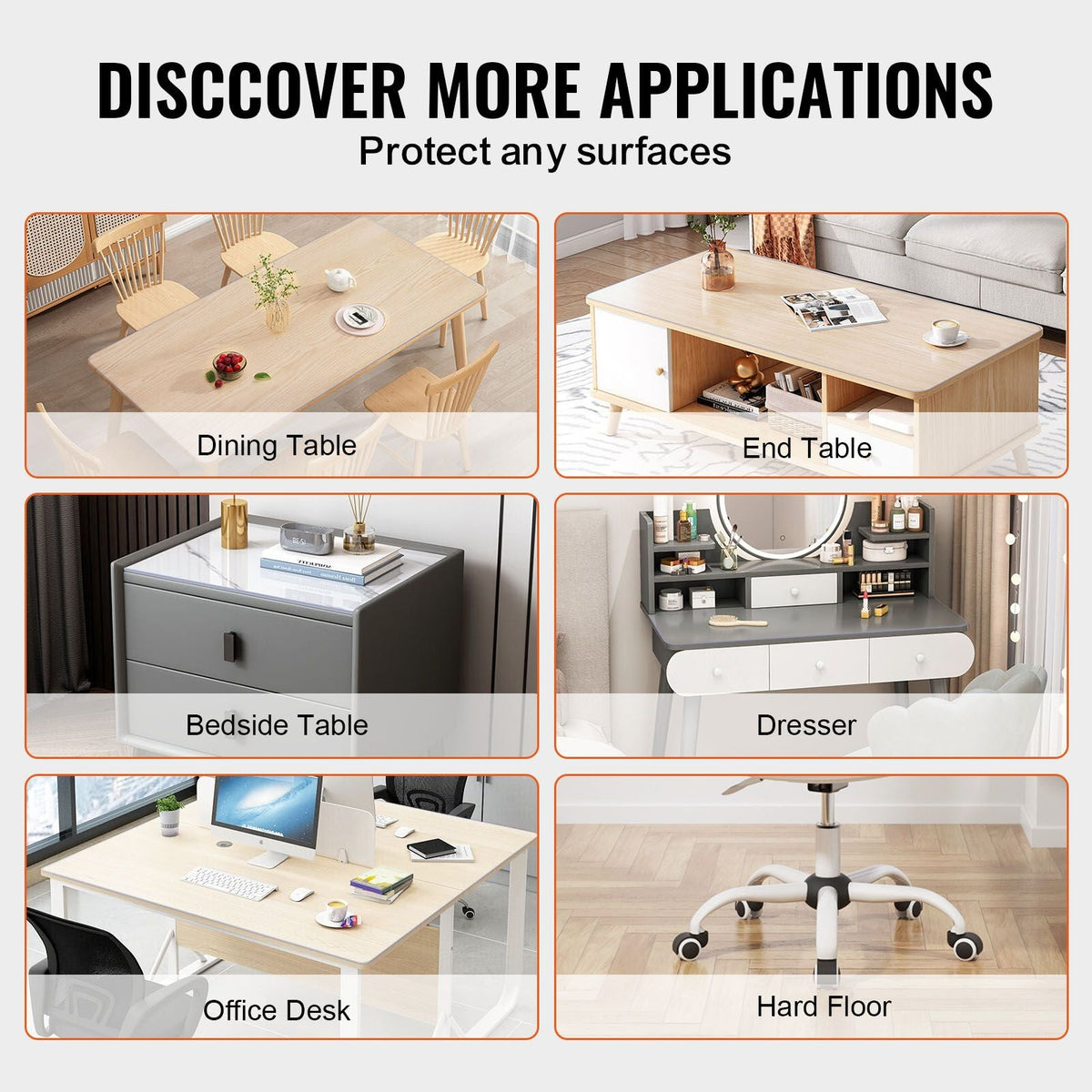 Plastic Table Cover, 40 x 60 Inch 2.0 mm Thick Clear Table Protector, Rectangle PVC Desk Mat, Waterproof & Easy Cleaning Desk Pad Tablecloth, for Office Dresser Dining Room Table Night Stand