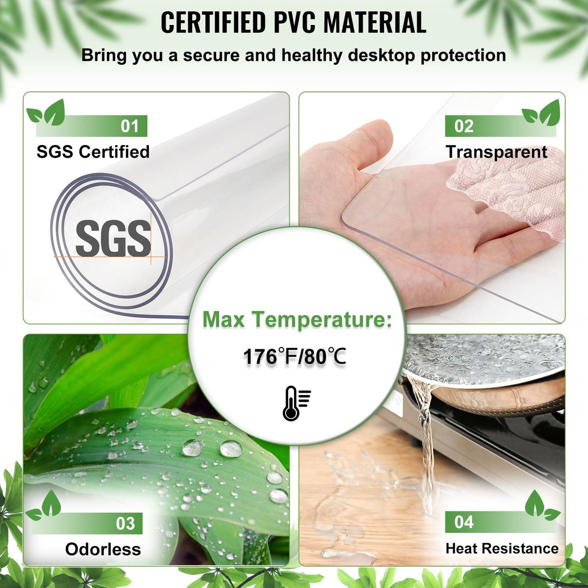Plastic Table Cover, 42"x80"x0.08", Transparent PVC Table Protector, Rectangle Clear Desk Mat, Water Oil Proof Table Cover for Dining Table Coffer Table Kitchen Worktable Dresser Cabinet, etc.