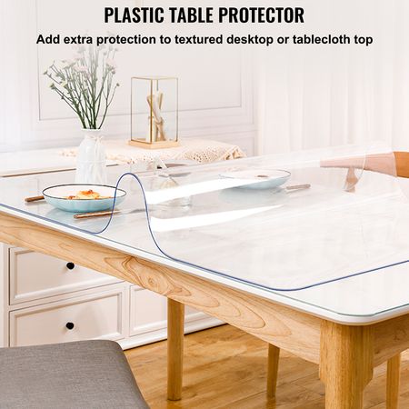 Plastic Table Cover, 42"x96"x0.08", Transparent PVC Table Protector, Rectangle Clear Desk Mat, Water Oil Proof Table Cover for Dining Table Coffer Table Kitchen Worktable Dresser Cabinet, etc.