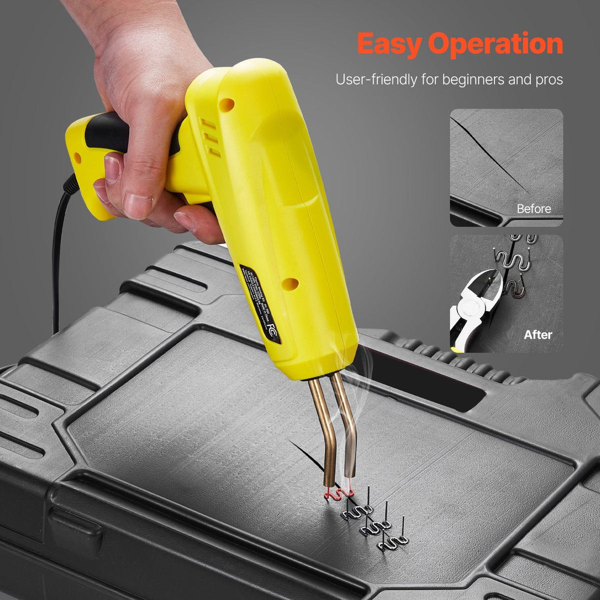Plastic Welding Kit, 220W Plastic Welder Gun with 1200PCS Hot Staples & 76PCS Welding Rods, Professional Hot Staple Welding Gun with LED Light, Carrying Case for Kayak, Toys, Car Bumper Repair