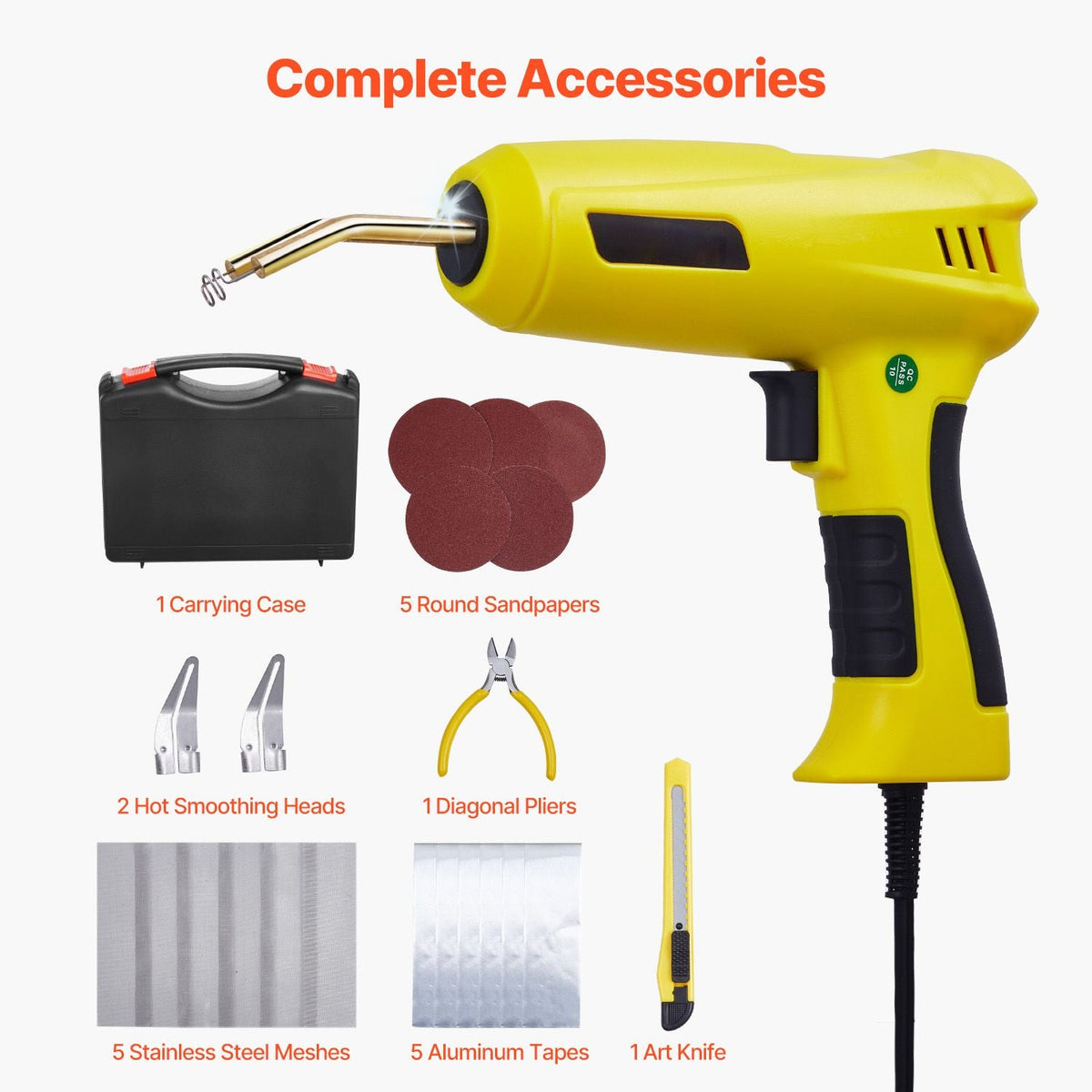 Plastic Welding Kit, 220W Plastic Welder Gun with 1200PCS Hot Staples & 76PCS Welding Rods, Professional Hot Staple Welding Gun with LED Light, Carrying Case for Kayak, Toys, Car Bumper Repair
