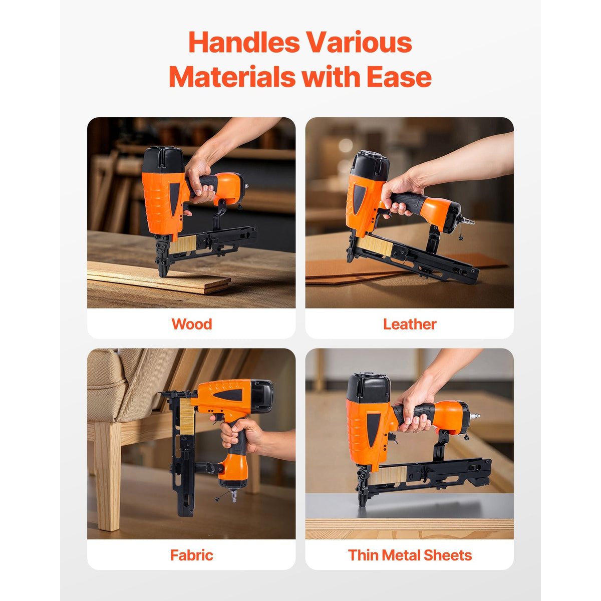 Pneumatic Staple Gun, 16 Gauge 7/16-inch Medium Crown Pneumatic Stapler 1" to 2" Length, 70-120PSI Heavy Duty Air-Powered Staple Gun for Roof Decking, Wall Sheathing, Fencing and Subflooring