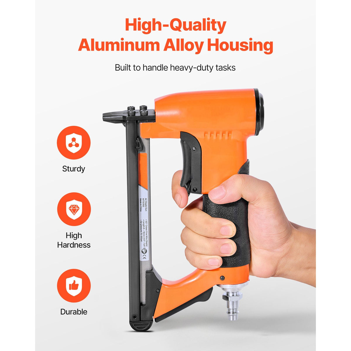 Pneumatic Staple Gun, 20 Gauge Air Upholstery Stapler for 50 Series Fine Wire Staples 1/2" Crown 1/4"-5/8" Length, Max 110PCS Loading Air Staple Gun for Upholstering, Woodworking, DIY Projects