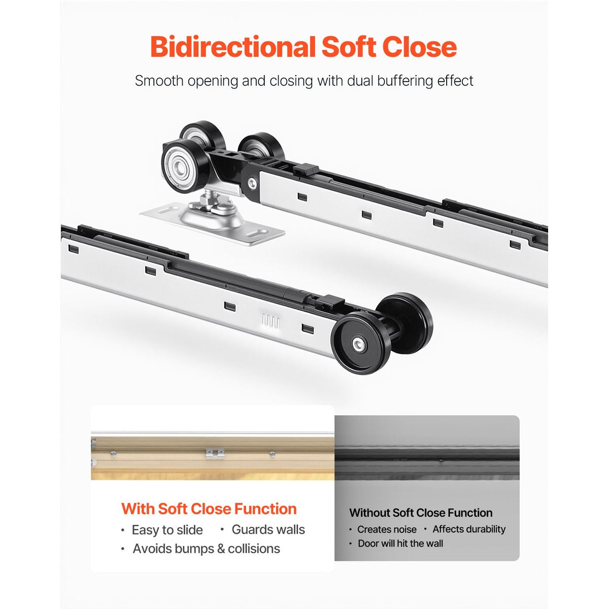 Pocket Door Frame Kit, for 24-30 in Wide 80 in High Door, Pocket Door Kit with Two-Way Soft Close Mechanism, Slide Smoothly Quietly, Easy to Install, Wood and Galvanized Steel, for Living Room