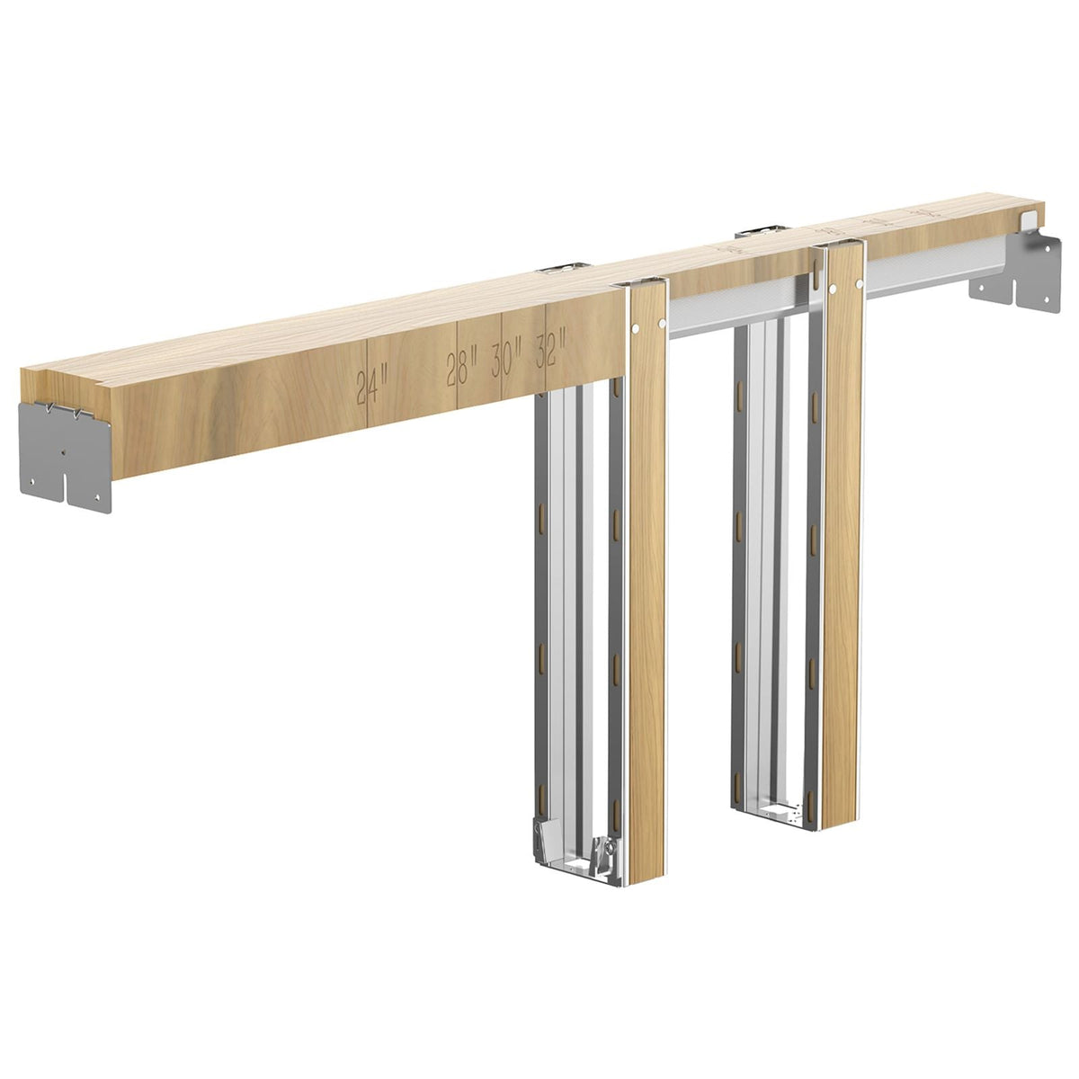 Pocket Door Frame Kit, for 24-36 in Wide 80 in High Door, Pocket Door Kit with Two-Way Soft Close Mechanism, Slide Smoothly Quietly, Easy to Install, Wood and Galvanized Steel, for Living Room