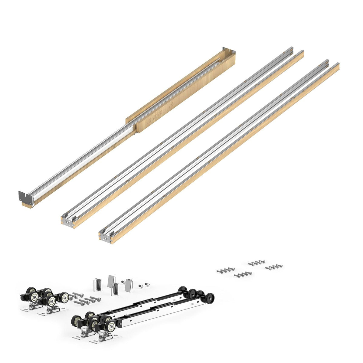 Pocket Door Frame Kit, for 48-72 in Wide 80 in High Door, Pocket Door Kit with Two-Way Soft Close Mechanism, Slide Smoothly Quietly, Easy to Install, Wood and Galvanized Steel, for Living Room