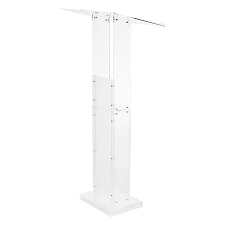 Podium Stand, 50-Inch Acrylic Lectern, Portable Laptop Desk with Wide Reading Surface and Storage Shelf, Book Stopper, Floor-Standing, for Classroom, Wedding, Conference, Lecture and Concert